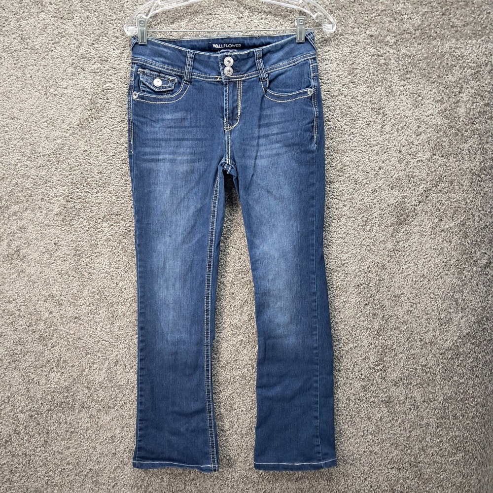 WallFlower Luscious Curvy Fit Bootcut Jeans Dark Wash Embroidered Size 3 7003‎